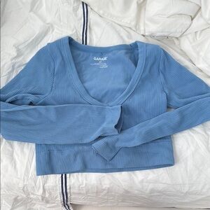 Garage Blue Fitted Crop Blouse
